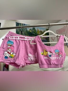 Hello Kitty Pink Logo Tee with Character Accent